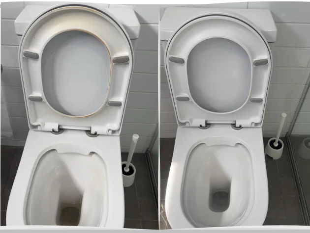 End of lease toilet cleaning before and after by O2OCleaning Melbourne