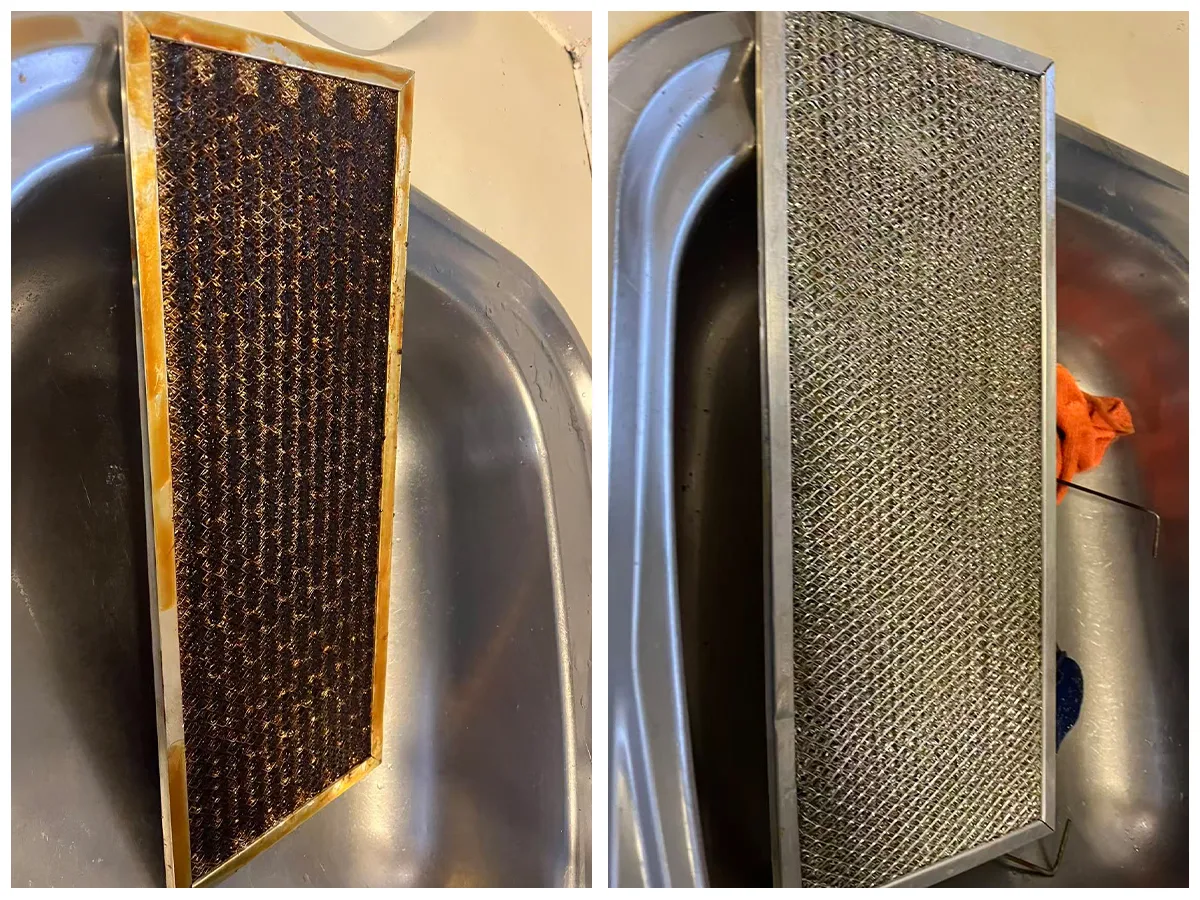 Rangehood filter cleaned before and after by O2OCleaning - End of Lease Cleaning Melbourne