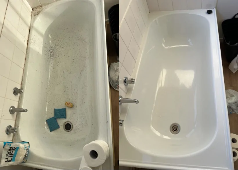 Bathtub deep cleaning before and after