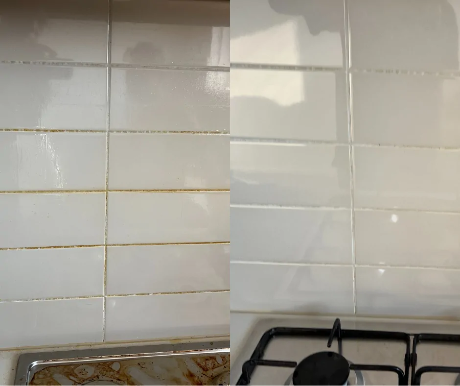 Kitchen wall tiles cleaning around stove
