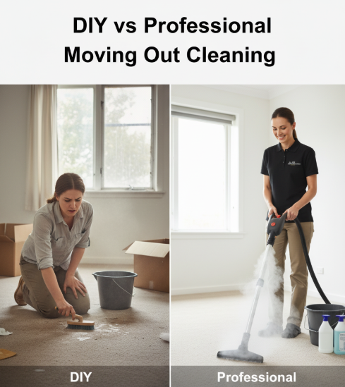 Side by side comparison chart of DIY versus professional vacate cleaning costs and bond return outcomes in Melbourne