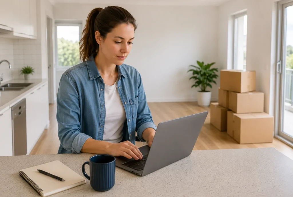 Tenant reviewing a vacate cleaning price guide for end of lease cleaning in a Melbourne rental.